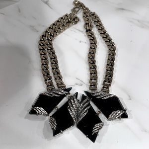 Lulu frost reflection double chain crystal large statement necklace